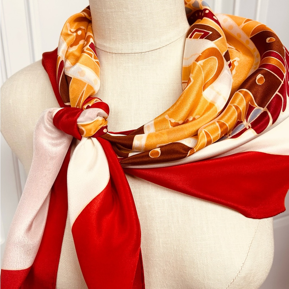 Loredano Scarf Pure Silk • 34” Square • Colorful • Bright • Stunning Design